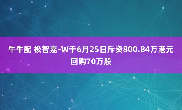 牛牛配 极智嘉-W于6月25日斥资800.84万港元回购70万股